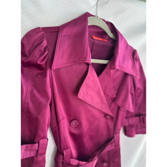 16. NWT Coat dress; double breasted; magenta; satin; Elle; Small - Picture 1 of 8